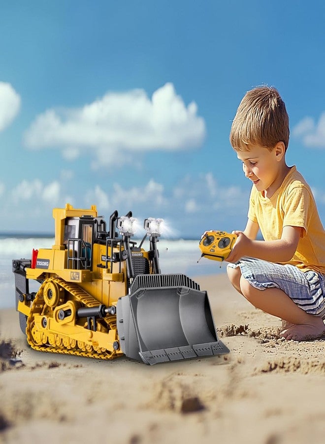 RABRA Remote Control Bulldozer RC Construction 2.4Ghz Front Loader Toy with Lights - Birthday Gift for Ages 3-10 Years Old Kids Boys Girls, Multicolor - Image 1